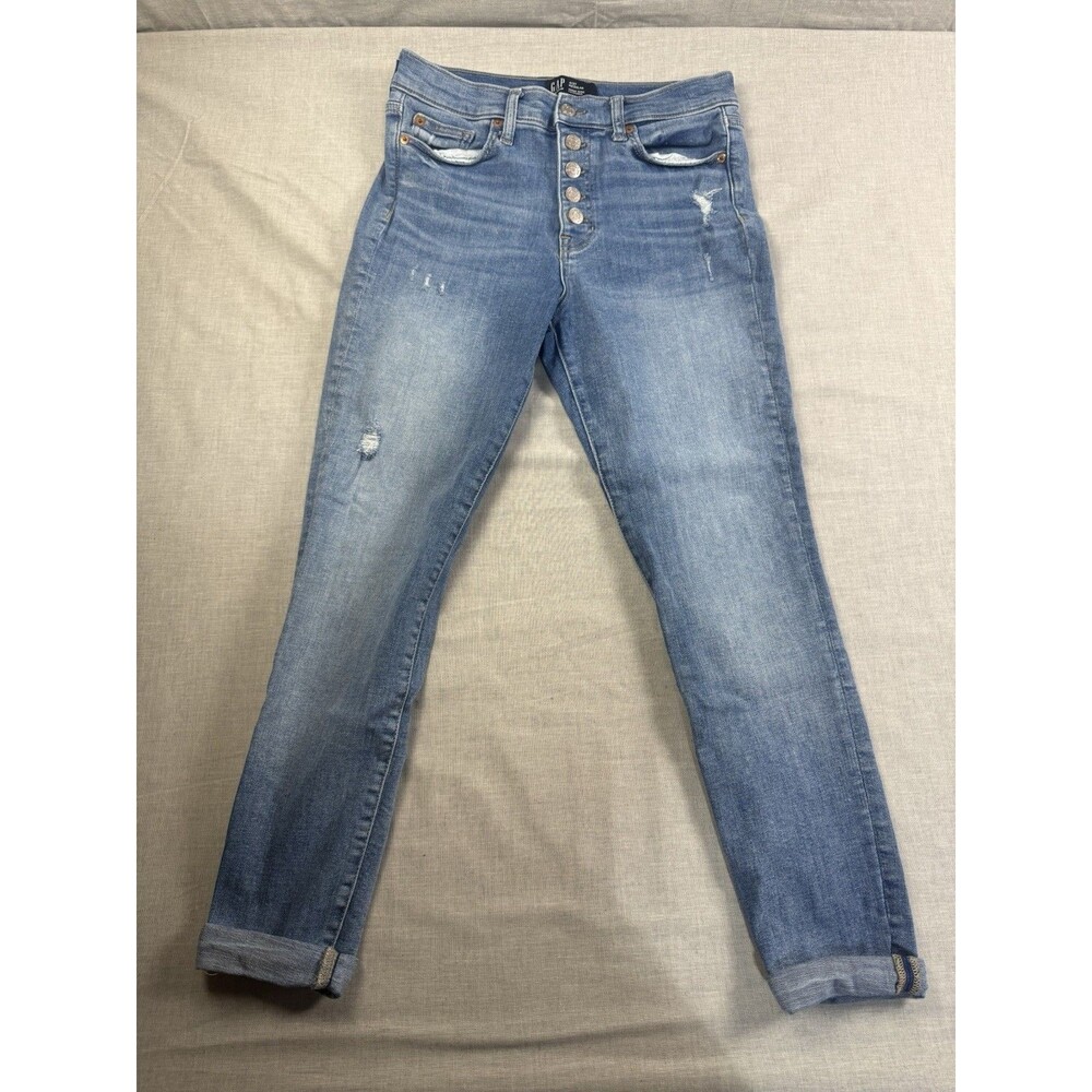 Gap High-Rise Women’s Distressed Jeans Size 27 Button Closure